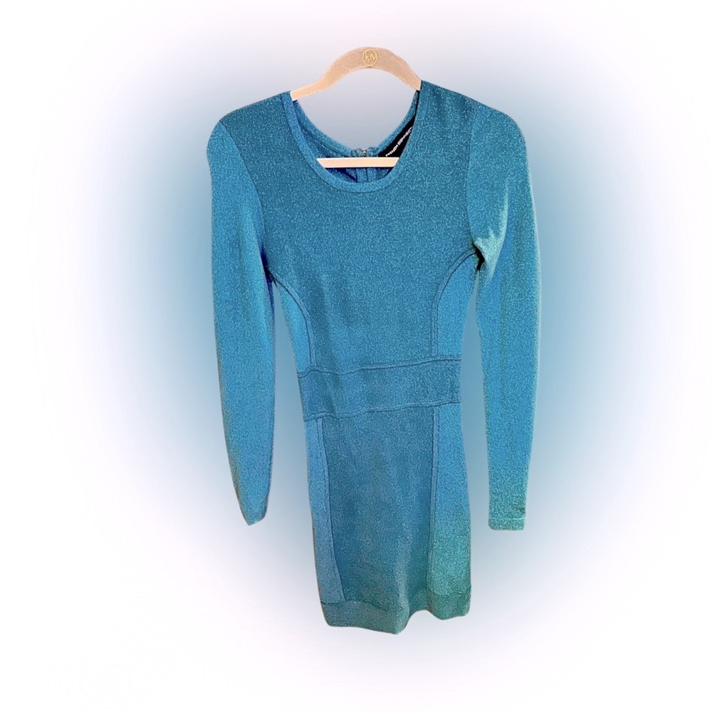 French Connection dress size 4 scoop neck ocean sparkle bodycon dress